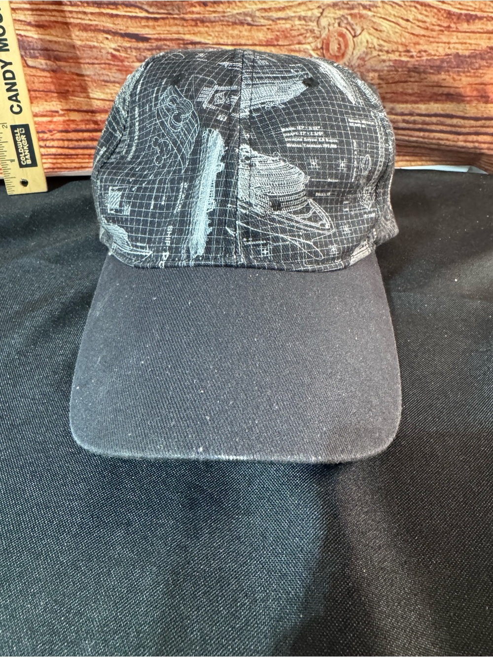 Disney Cruise Ships Black and Gray Patterned Baseball Cap